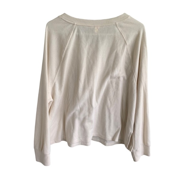 Victoria's Secret Waffle Long Sleeve Top Lounge PJ Ivory Large Pajamas Sleepwear - Picture 2 of 3